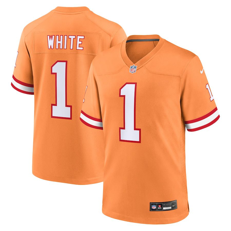 Men Tampa Bay Buccaneers #1 Rachaad White Nike Orange Throwback Game NFL Jersey